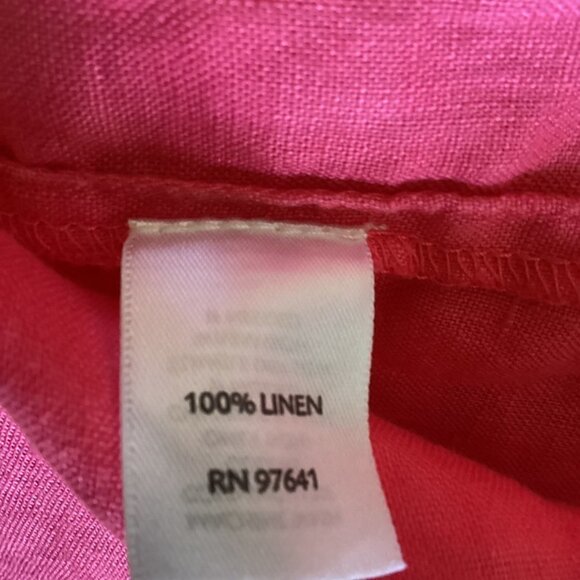 J. Jill Linen Short Sleeve Button Down Shirt Sz Petite Large Pink 68K - Picture 7 of 8